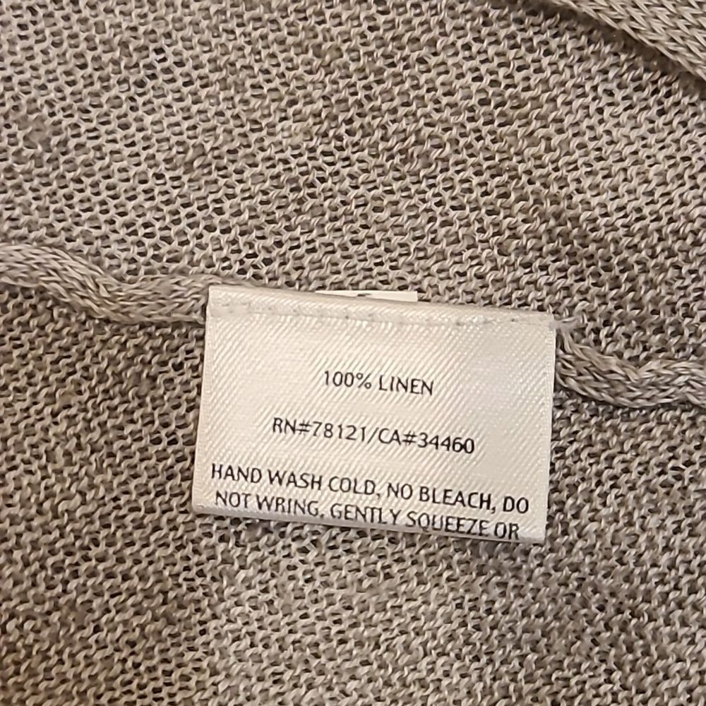 Eileen fisher womens light gray linen‎ short sleeve oversized cardigan - Picture 2 of 6